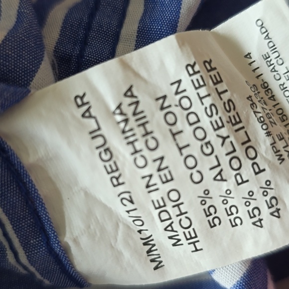 Izod Youth Blue and White Striped Button Down Shirt - Size 10/12 - Picture 4 of 10